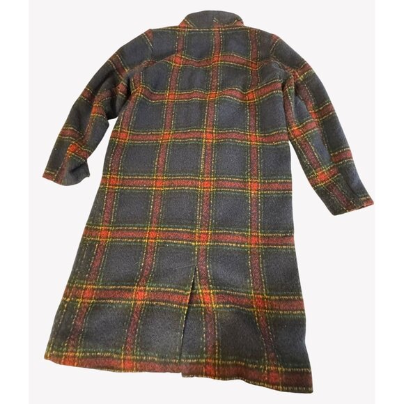 Old Navy Womens Size SMALL Navy Red Plaid Coat Wool Blend Long Duster - Picture 8 of 10